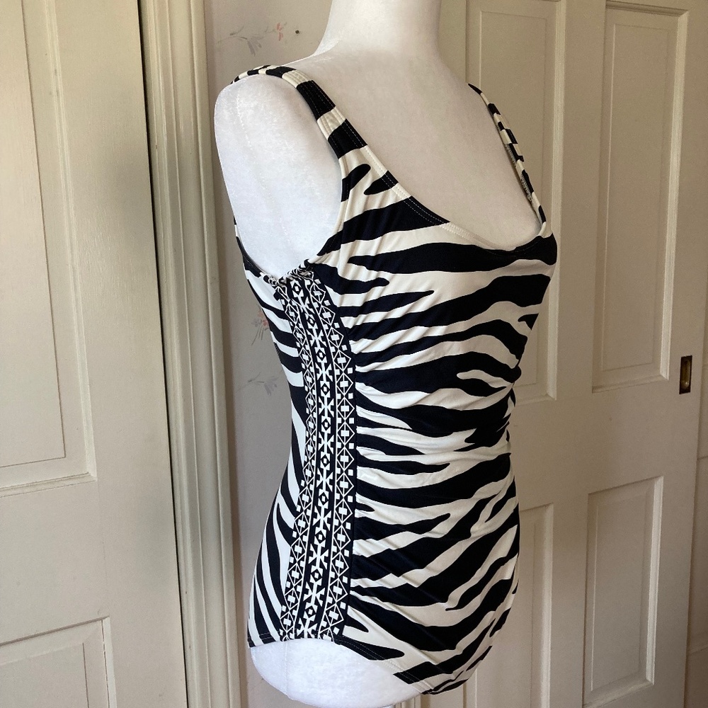 Carmen Marc Valvo Black Creamy Tank Bathing Suit